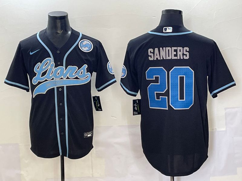 Men 2025 Detroit Lions 20 Sanders Black joint name 2024 Nike Limited NFL Jersey style 6